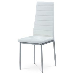 Jídelní židle, koženka bílá / šedý lak  DCL-117 WT